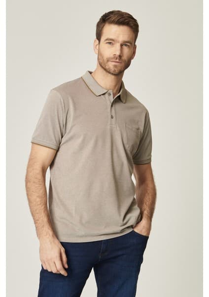 Altınyıldız Classics Erkek Çekmeyen Pamuklu Kumaş Comfort Fit Rahat Kesim Nefti-beyaz Kıvrılmaz Polo Yaka Cepli Tişört