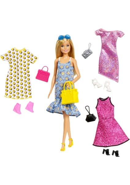 Barbie ve Kıyafet Kombinleri Oyun Seti GDJ40 Model 3 Yaş Üzeri Çocuklar için Renkli Aksesuarlar