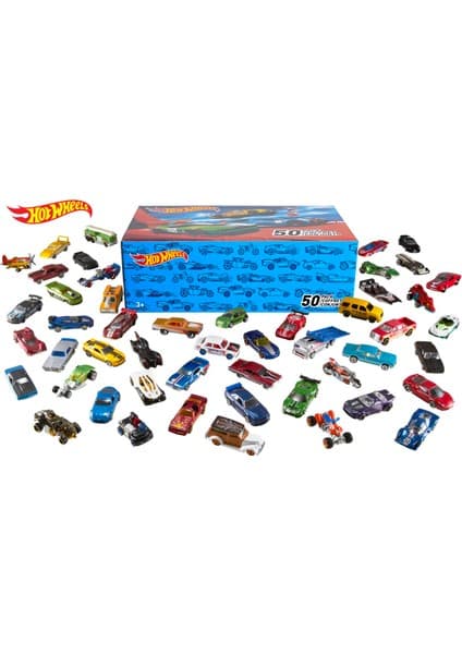 Hot Wheels Başlangıç Seti - 50'Li Araba Seti - Geniş Ürün Yelpazesi, Oyuncak Araba Koleksiyonu, 1:64 Ölçek - V6697