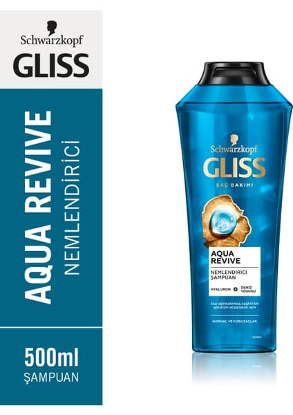 Gliss Aqua Revive Hyalüron & Deniz Yosunu Özlü Nemlendirici Şampuan 500 ml Normal ve Kuru Saçlar