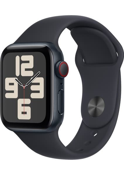 Apple Watch SE GPS + Cellular, 40 mm Gece Yarısı Alüminyum Kasa ve Gece Yarısı Spor Kordon - S/M