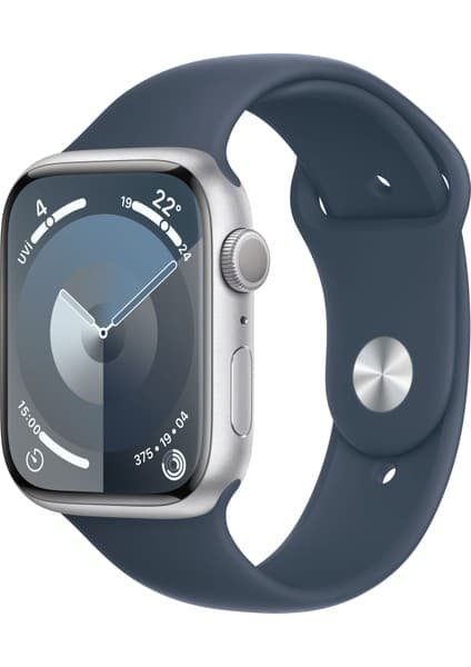 Apple Watch Seri 9 Gps 45MM Gümüş Rengi Alüminyum Kasa Spor Kordon - M/l MR9E3TU/A