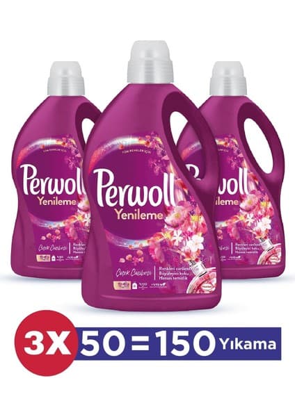 Perwoll Yenileme Çiçek Cazibesi Renkliler 3x2.75L (3'lü Set)