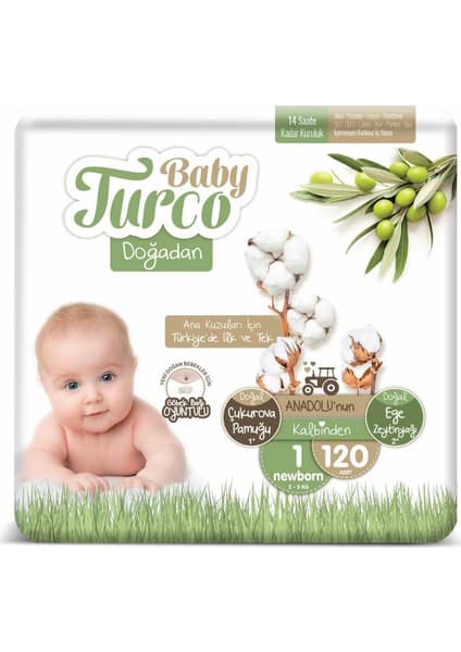 Baby Turco Bantlı Bebek Bezi 1 Numara 2-5 Kg Yenidoğan 120 Adet – Ekstra Yumuşak, Hassas Cilt Dostu Ve Sızdırmaz