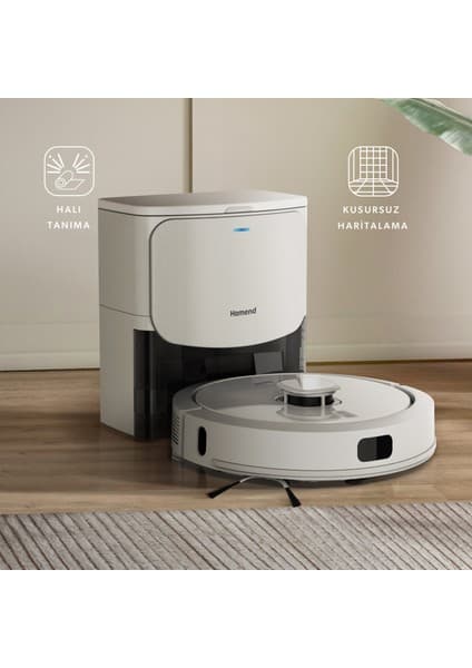 Homend Alex Laser Power+ 1287H 4000 Pa Emiş Gücü ile Wi-Fi Destekli Toz Hazneli Robot Süpürge