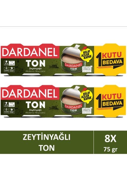 Dardanel Zeytinyağlı Ton Balığı 600 gr 8 Porsiyon Akdeniz Menşeli Lezzetli Hazır Yiyecek