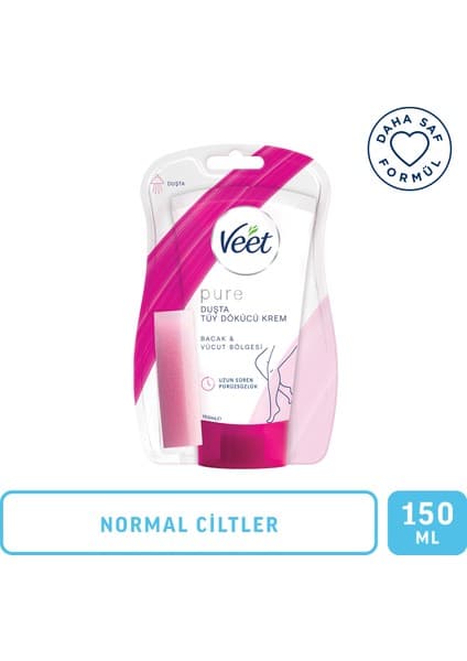Veet Pure Duşta Tüy Dökücü Krem 150 ml Normal Ciltler İçin Uzun Süreli Pürüzsüzlük Sağlar