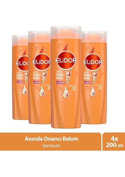 Elidor X4 Superblend Anında Onarıcı Bakım Şampuanı C Vitamini Keratin Seramid 200 ml Kadınlar İçin Hassas Saçlar