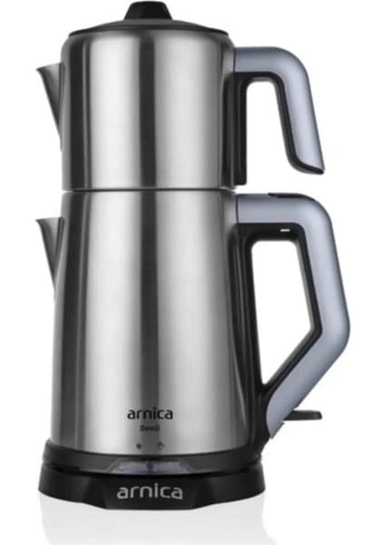 Arnica IH31050 Çay Makinesi – 1,7 L Su Isıtıcı ve 1,3 L Çelik Demlik, Gri, Hızlı Demleme ve Enerji Tasarruflu
