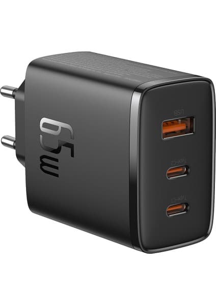 Baseus Cube Pro 65W GaN Hızlı Şarj Cihazı 2x USB-C + USB-A PD PPS QC3.0 Siyah