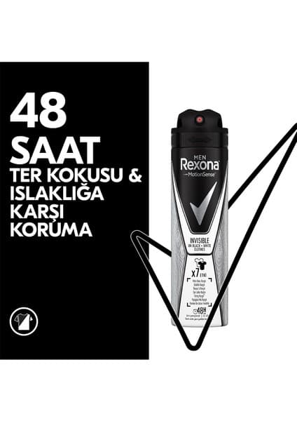 Rexona Men Erkek Anti-Perspirant Sprey Deodorant Invisible Black White Ter Kokusuna Karşı 150 ML
