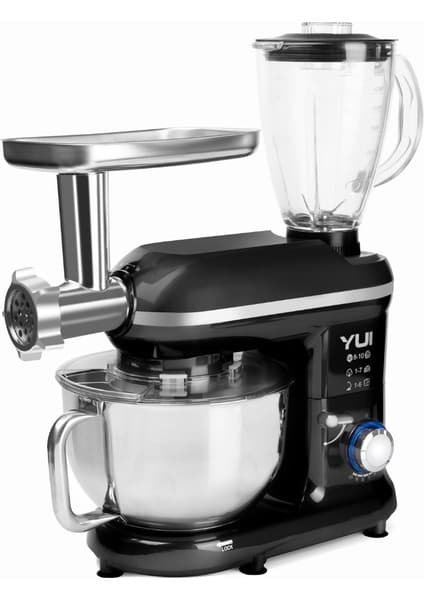 Yui M120 Multi-fonksiyonel 3'ü Bir Arada Stand Mikser Kıyma Setli Ve Blender Özellikli Siyah