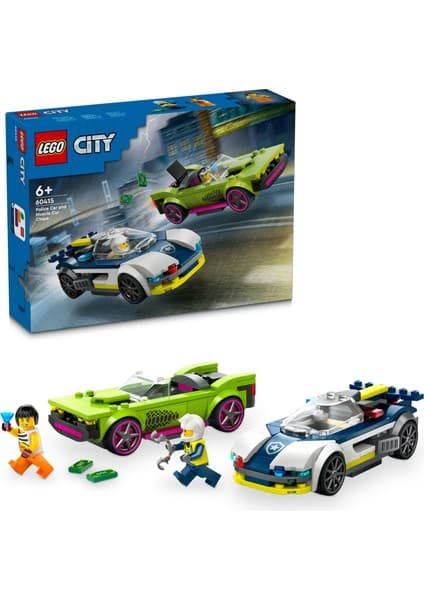 LEGO ® City Polis Arabası ve Spor Araba Takibi 60415 - 6 Yaş ve Üzeri Çocuklar için Yaratıcı Oyuncak Yapım Seti (213 Parça)