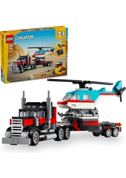 LEGO ® Creator 3’ü 1 Arada Helikopterli Açık Kasa Kamyon 31146 - 7 Yaş & Üzeri Çocuklar için Yaratıcı Oyuncak Yapım Seti (270 Pr)