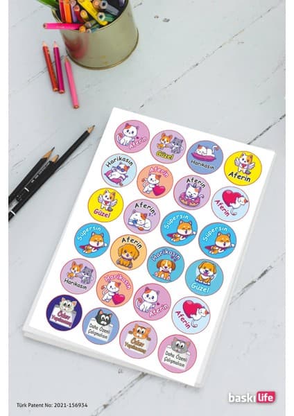 Baskı Life Sevimli Hayvanlar Kedi Köpek Sticker Etiketleri 210 Adet Öğrenci Motivasyonu İçin