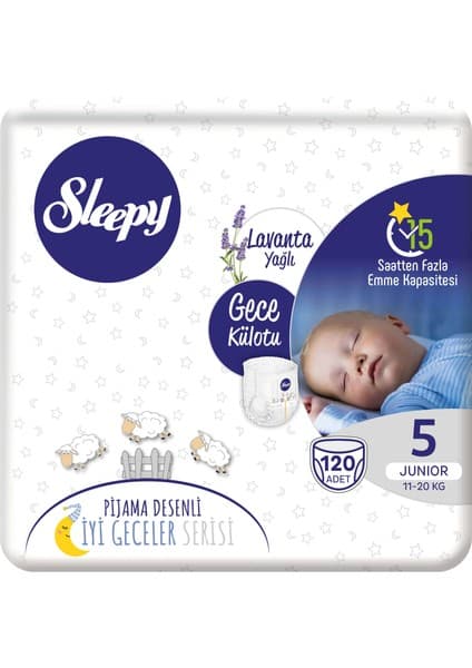 Sleepy Gece Külotu Lavanta Yağlı 5 Numara Junıor 120'li