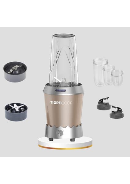 Tigrecook Nutrıshake 3 In 1 Paslanmaz Çelik Bıçaklı Kişisel Smoothie Blender ve Kahve Baharat Öğütücü 1000W