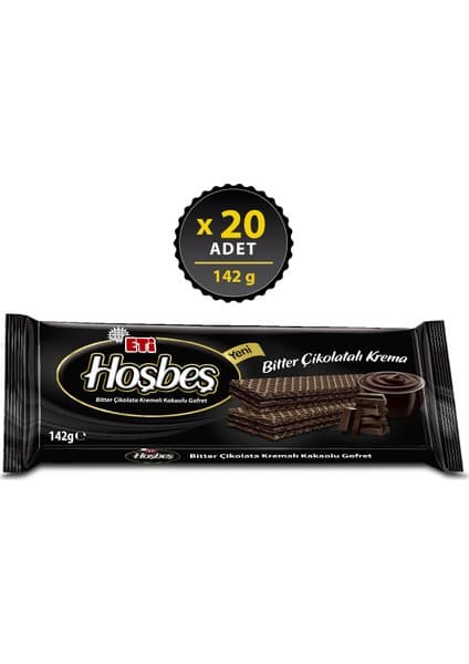 Eti Hoşbeş Bitter Çikolata Kremalı Gofret 142 g x 20 Adet