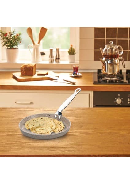 Korkmaz Granita 26 cm Kızartma Tavası Granit Kaplama Krem Renkli Yüksek Dayanıklılık
