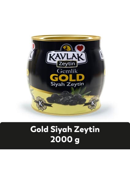 Kavlak Zeytin Gold Gemlik Siyah 2 kg Brüt İri Taneli Doğal Salamura Zeytin
