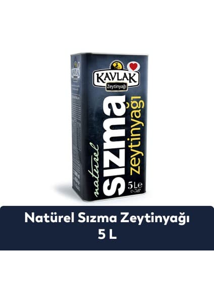 Kavlak Zeytin Kavlak Naturel Sızma Soğuk Sıkım Zeytinyağı 5 Lt Katkısız ve Saf İçerik ile Taze Aroma