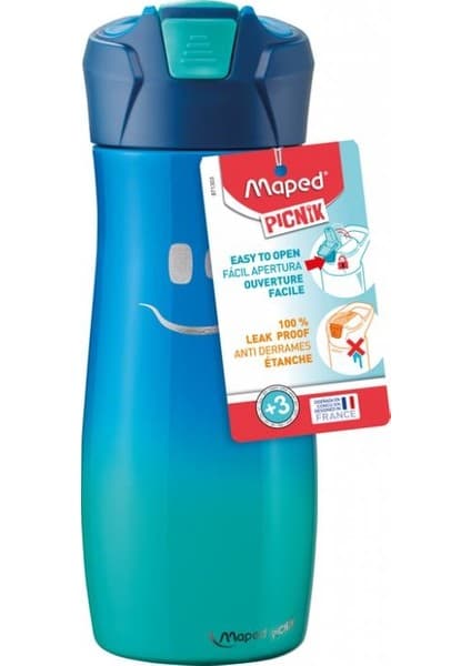 Maped Picnik 580ml Çelik Matara Gülen Yüz Figürlü Mavi