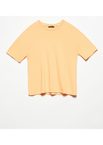 Dilvin 3683 Basic T-Shirt-Şeftali