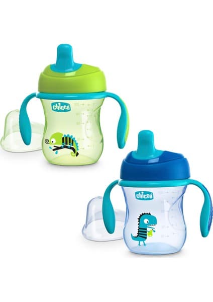 Chicco 200 ml Yarı Yumuşak Uçlu, Isırmaya Dayanıklı ve Sızdırmaz 6+ Ay Bebekler için Kolay Temizlenebilir Eğitim Bardağı