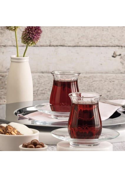 Paşabahçe 6'lı Linka Çay Bardağı Cam Desenli 145 ml Şeffaf 6 Parçalı Set