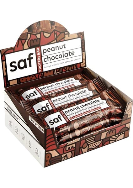 Saf Nutrition Peanut Chocolate High Protein Bar 50gr X 12 Adet