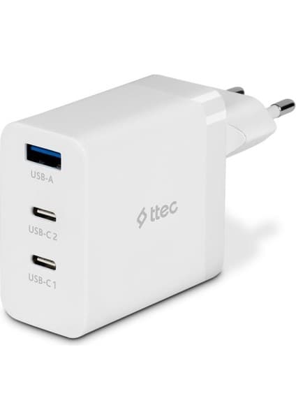 Ttec Smartcharger Trio Gan 65W Pd Seyahat Hızlı Şarj Aleti 2 Usb-C+Usb-A