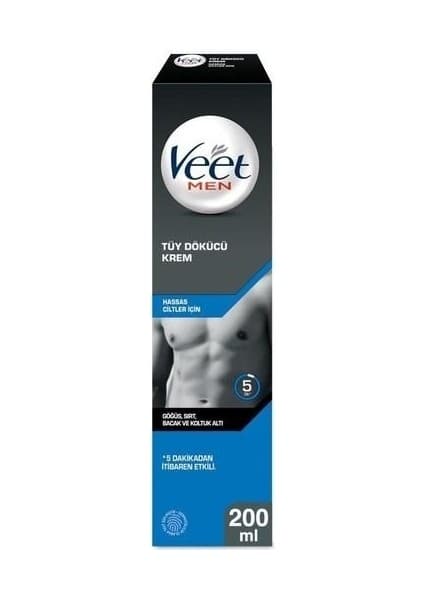 Veet Men Hassas Ciltler İçin Veet Men Tüy Dökücü Krem 200 ml Dermatolojik Olarak Test Edilmiştir
