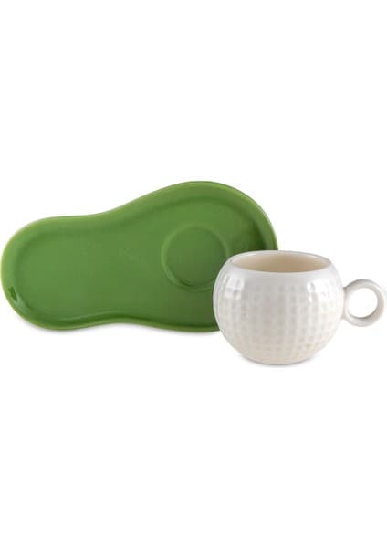 Jumbo Golfline Tek Kişilik Beyaz/yeşil Fincan Takımı