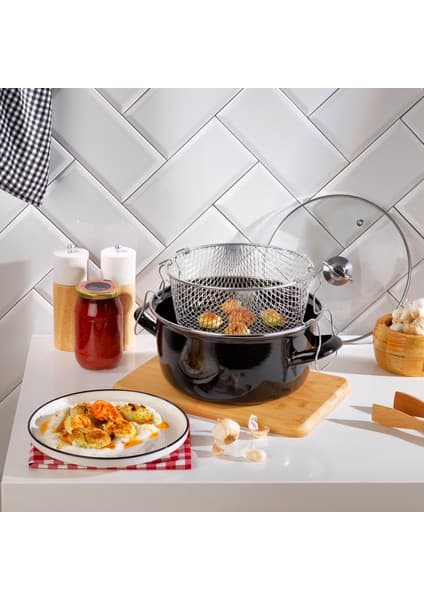 Schafer Fry Çıtır Kızartma Tenceresi 22 Cm-3 Parça-Siyah
