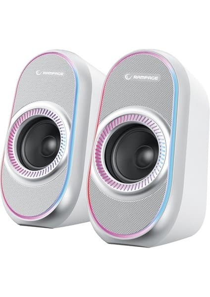 Rampage Rms-X3 2.0 6W Bluetooth Özellikli Beyaz Multimedia Rgb Işıklı Gaming USB Speaker