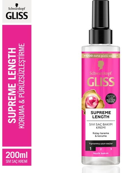 Gliss Supreme Length Biotin & Şakayık Çiçeği Koruyucu Saç Bakım Kremi 200 ml Yağlı Köklü Kuru Uçlu Saçlar