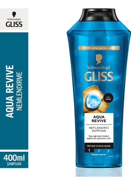 Gliss Aqua Revive Hyalüron & Deniz Yosunu Özlü Nemlendirici Şampuan 400 ml Normal ve Kuru Saçlar