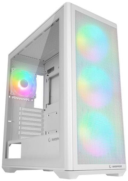 Rampage VORTEX V3 Beyaz Mesh Temperli Cam 4*RGB Fan + Hub E-ATX Gaming Oyuncu Kasası