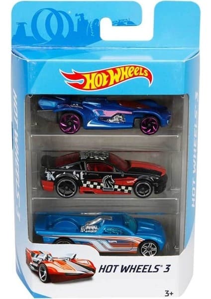 Hot Wheels 3'lü Oyuncak Araba Seti - Özel Renk Tasarımı ve Dayanıklı Malzeme ile Eğlence