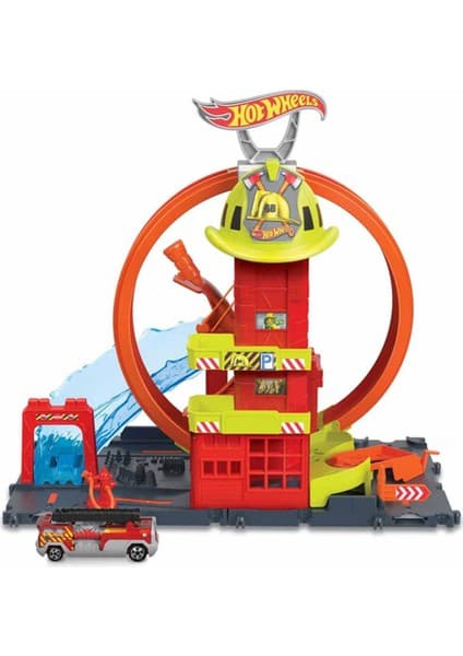Hot Wheels Oyuncak Araba Seti Ayarlanabilir Çember Pistli İtfaiye İstasyonu HKX41 Plastik Model