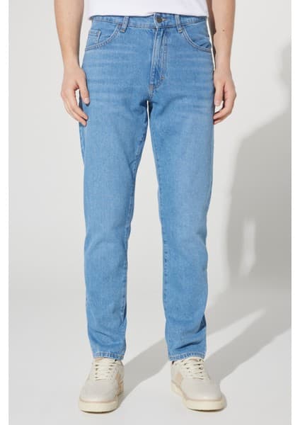 Altınyıldız Classics ALTINYILDIZ CLASSICS Erkek Açık Mavi Comfort Fit Rahat Kesim %100 Pamuk Esnek Denim Jean Kot Pantolon