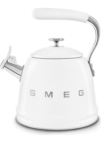 Smeg 50's Style Beyaz Düdüklü Kettle 2.3 Lt Çelik Malzeme, Otomatik Kapanma ve Şık Tasarım