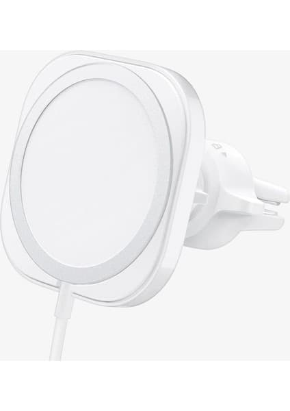 Spigen Mag Fit MagSafe Uyumlu Araç içi Havalandırma Telefon Tutucu (Kablosuz Şarj Cihazı Dahil Değildir) White - ACP03163