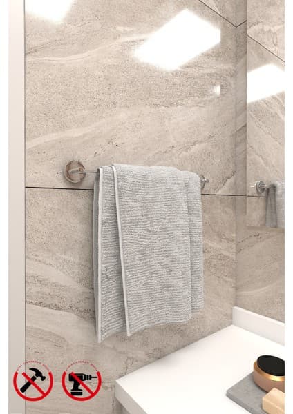 Fidex Home Alper Banyo İris Krom Düz Uzun Havluluk Asacağı Havlu Askısı 40 cm İster Yapıştır İster Montajla