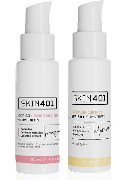 Skin401 Renk Eşitleyici ve Leke Karşıtı Güneş Kremi Seti SPF 50+ Tüm Cilt Tipleri İçin Koruma