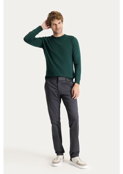 Kiğılı Slim Fit Dar Kesim Likralı Saten Kanvas / Chino Pantolon