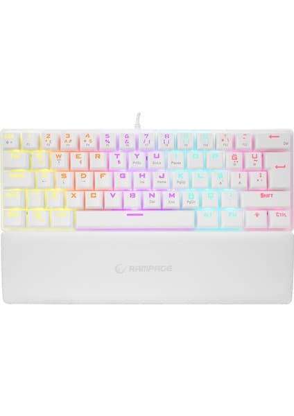 Rampage Ally K11 Beyaz Rainbow Q Bilek Destekli Blue Switch Gaming Oyuncu Klavye
