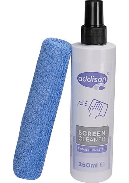 Addison 300871 Ekran Temizleyici Sprey 250ML + Mikrofiber Bez