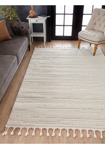 Venucci Home & Living Quincey Serisi Modern Bukleli Halı Krem Renkli Yıkanamaz Dokuma Özellikli