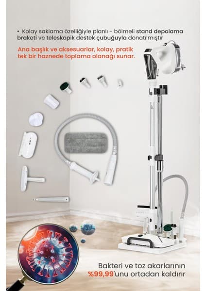 Youban Çok Fonksiyonlu Standlı Buharlı Temizlik Makinesi KF1804